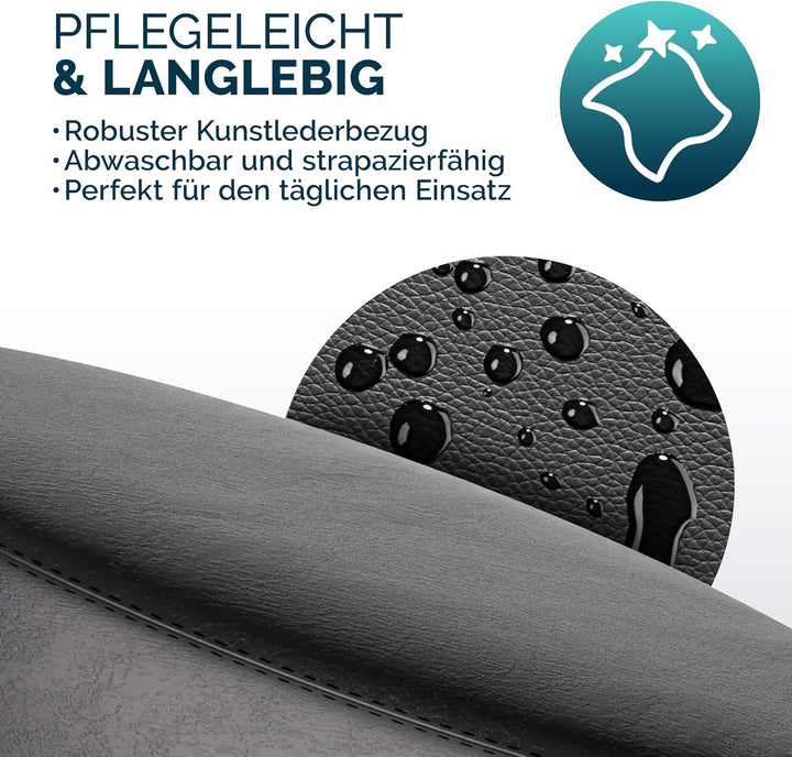 Casaria Rollhocker Höhenverstellbar 10 cm Polsterung Drehbar 51-65 cm Sitzhöhe Fussstütze Küche Büro