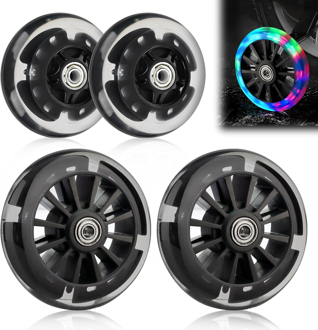Leuchtende Scooter Räder, 2 Paar Led Scooter Rollen Räder, 80mm,120mm Scooter Ersatzräder, Stunt Sco