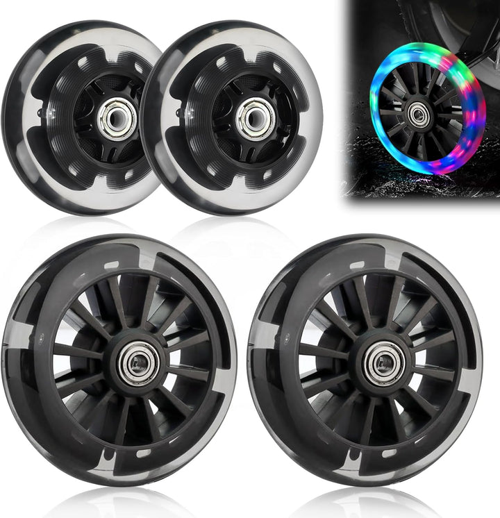 Leuchtende Scooter Räder, 2 Paar Led Scooter Rollen Räder, 80mm,120mm Scooter Ersatzräder, Stunt Sco