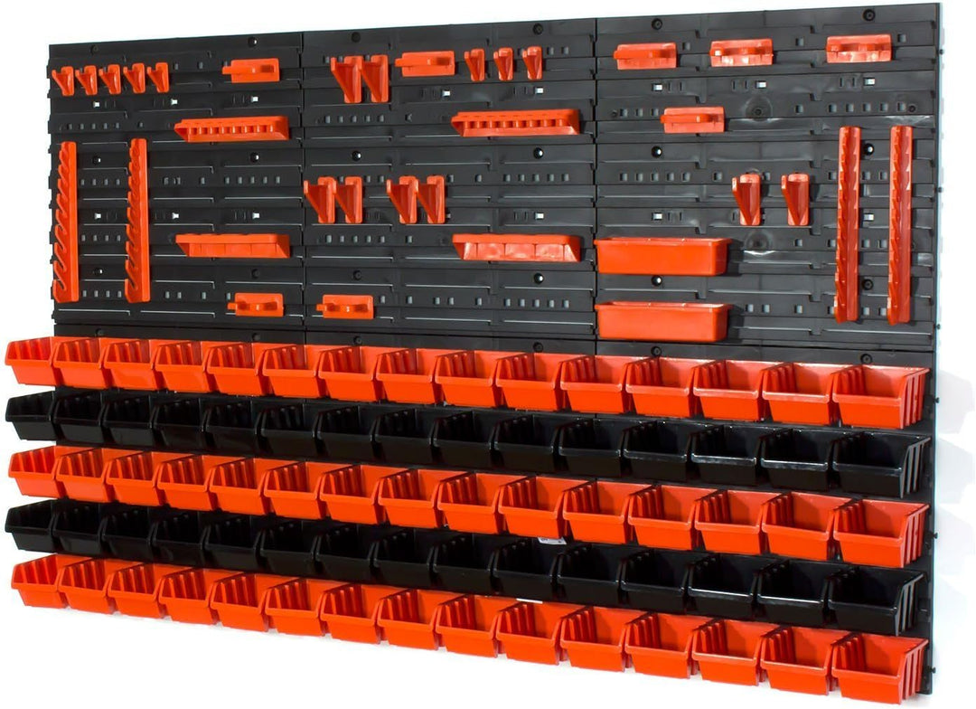 Aufbewahrungsbehälter mit Wandbefestigung, Grösse XS, 75 Stück, Schwarz / Orange Schwarz & Orange, S