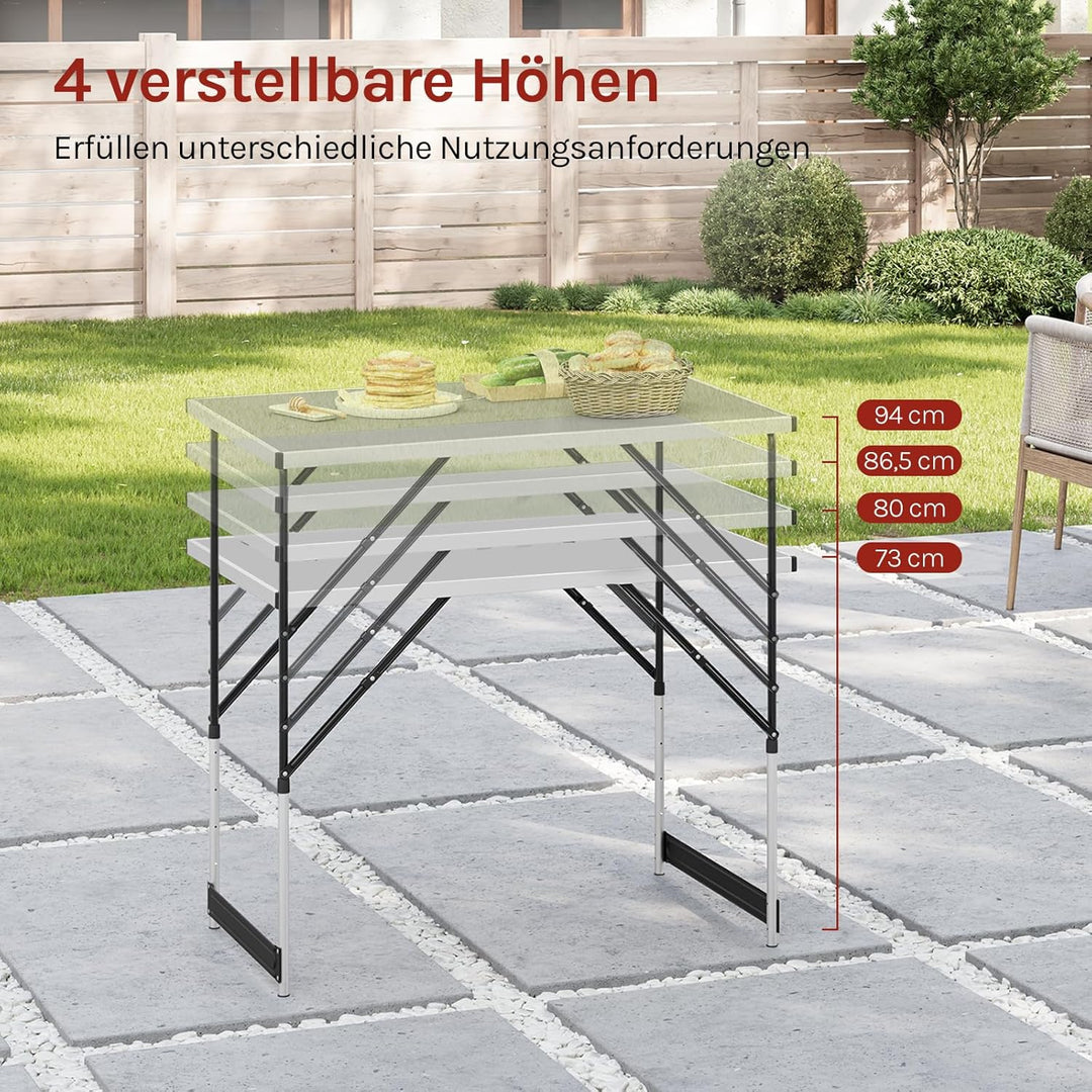 WOLTU® Campingtisch Klapptisch Gartentisch Arbeitstisch Balkontisch höhenverstellbar Aluminium Stahl