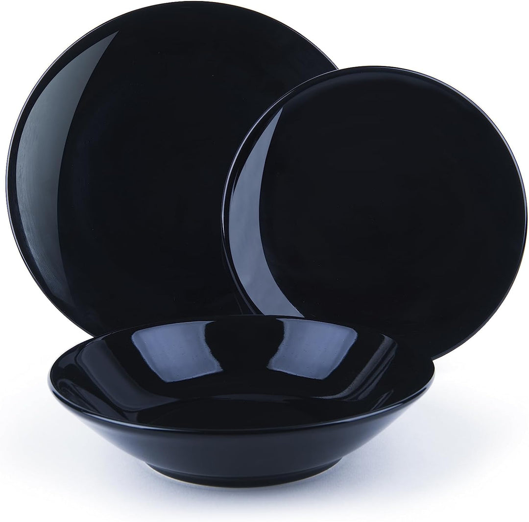 Color Life Geschirr 18 tlg. Set schwarz, Schwarz