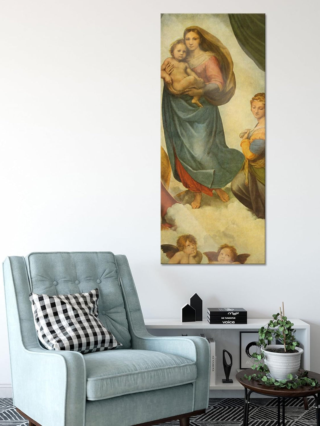 Glasbild Panorama | Wandbild aus Echtglas | Raffael - Sixtinische Madonna | 100x40 cm | inkl. Aufhän