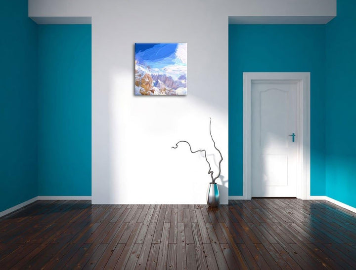 Pixxprint Zugspitze im Sonnenlicht als Leinwandbild Quadratisch/Grösse: 70x70 / Wandbild/Kunstdruck/