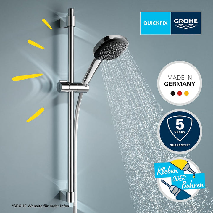 GROHE Vitalio 110 - Brausestangenset wassersparend - 8l pro Min (3 Strahlarten, Brausestange 60cm, K