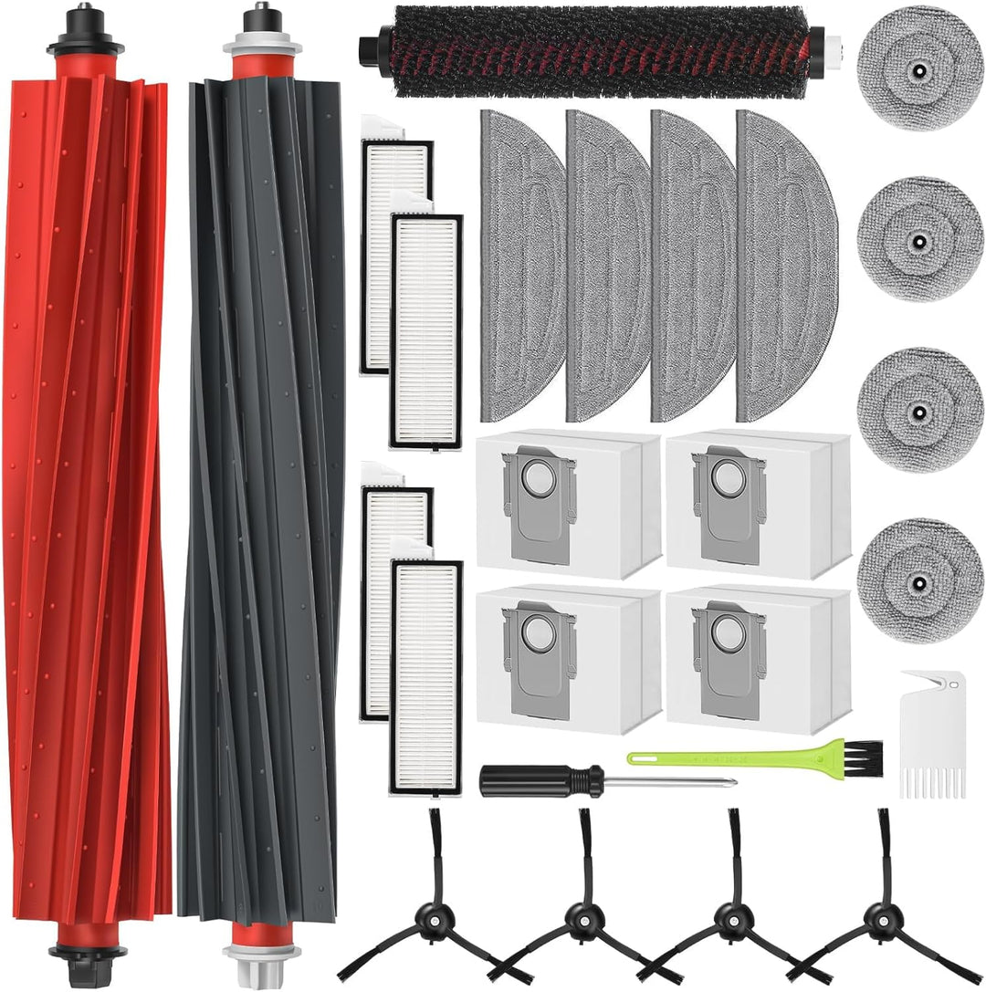 RUKHOOL Zubehör für Roborock S8 Maxv Ultra Ersatzteile Zubehörset mit 4 Staubbeutel, 2 Hauptbürste,