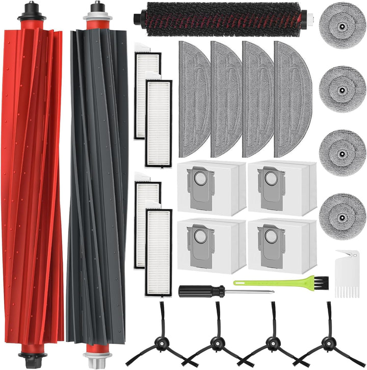 RUKHOOL Zubehör für Roborock S8 Maxv Ultra Ersatzteile Zubehörset mit 4 Staubbeutel, 2 Hauptbürste,