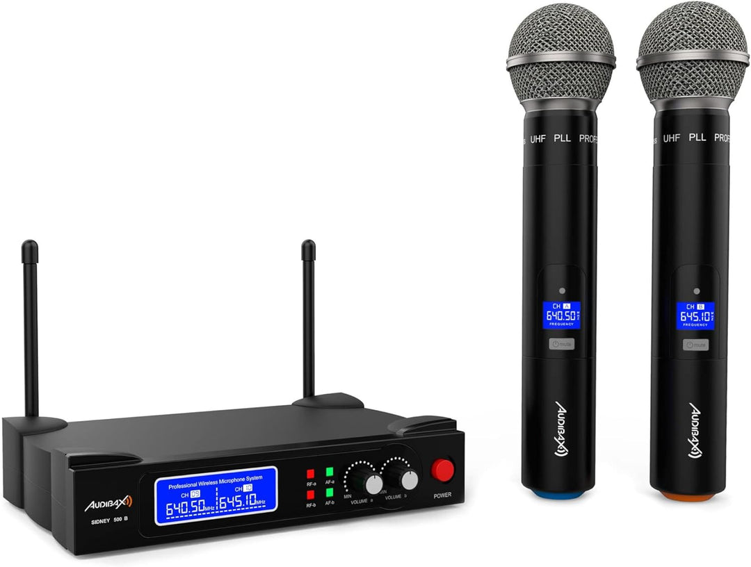 Audibax Sidney 500 B Micrófono Inalámbrico Profesional UHF Doble Mano + Maleta