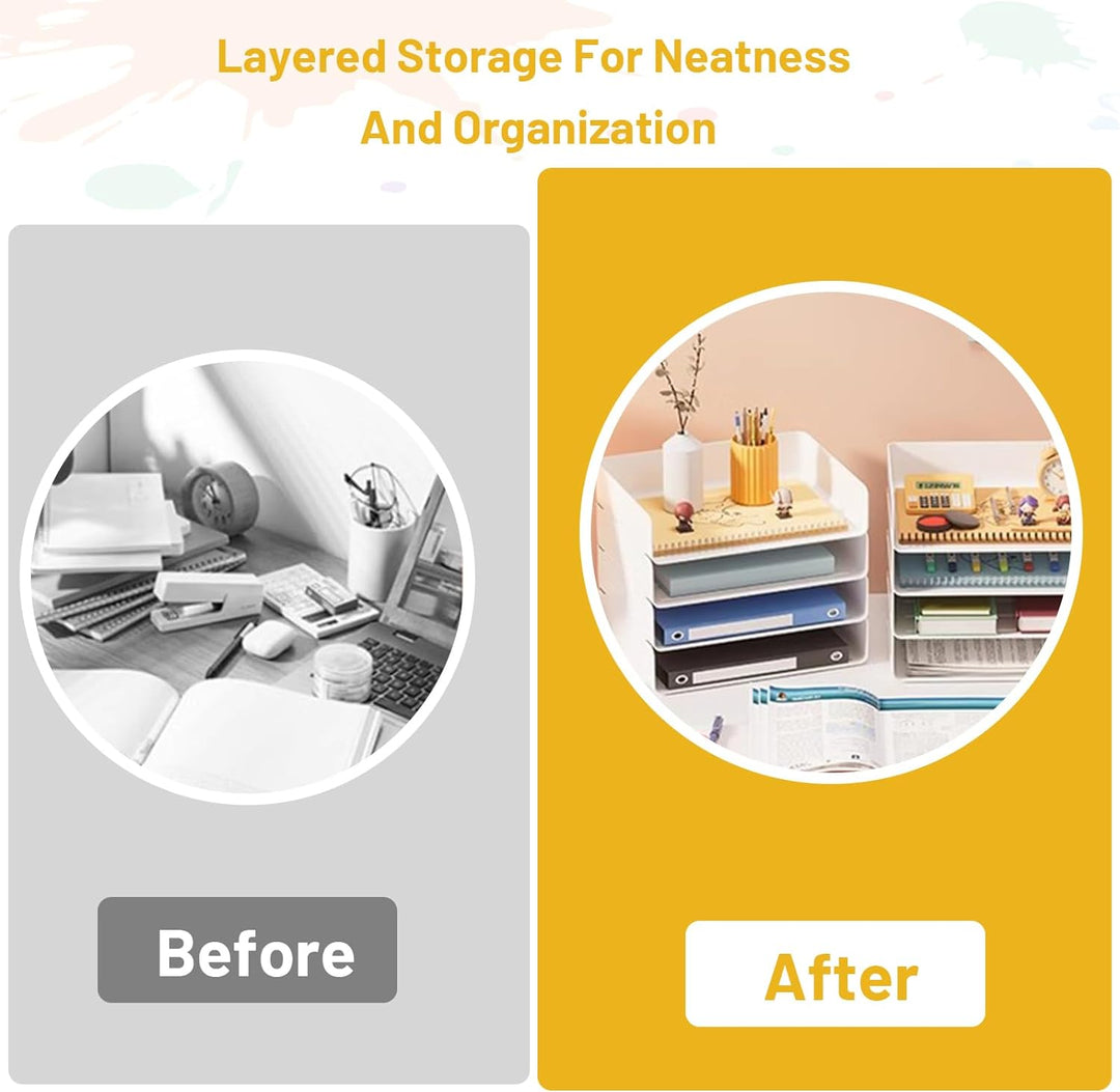 DBREAKS 4 Stöckige Ablagekorb, stapelbare Briefablage, Dokumentenablage fĂŒr A4, Schreibtischablage a