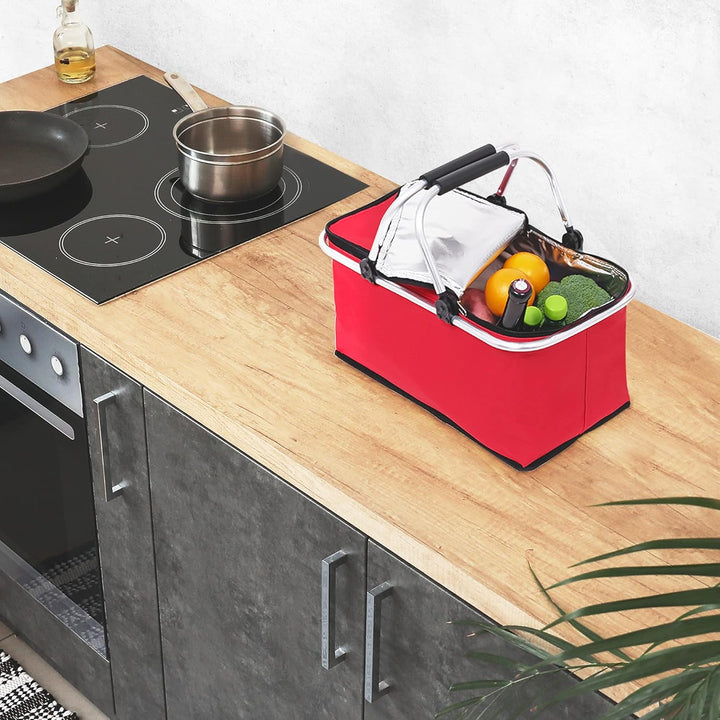 wuuhoo® Einkaufskorb Irene mit verstärktem Griff faltbar I Picknick-Korb klappbar I Einkaufstasche f