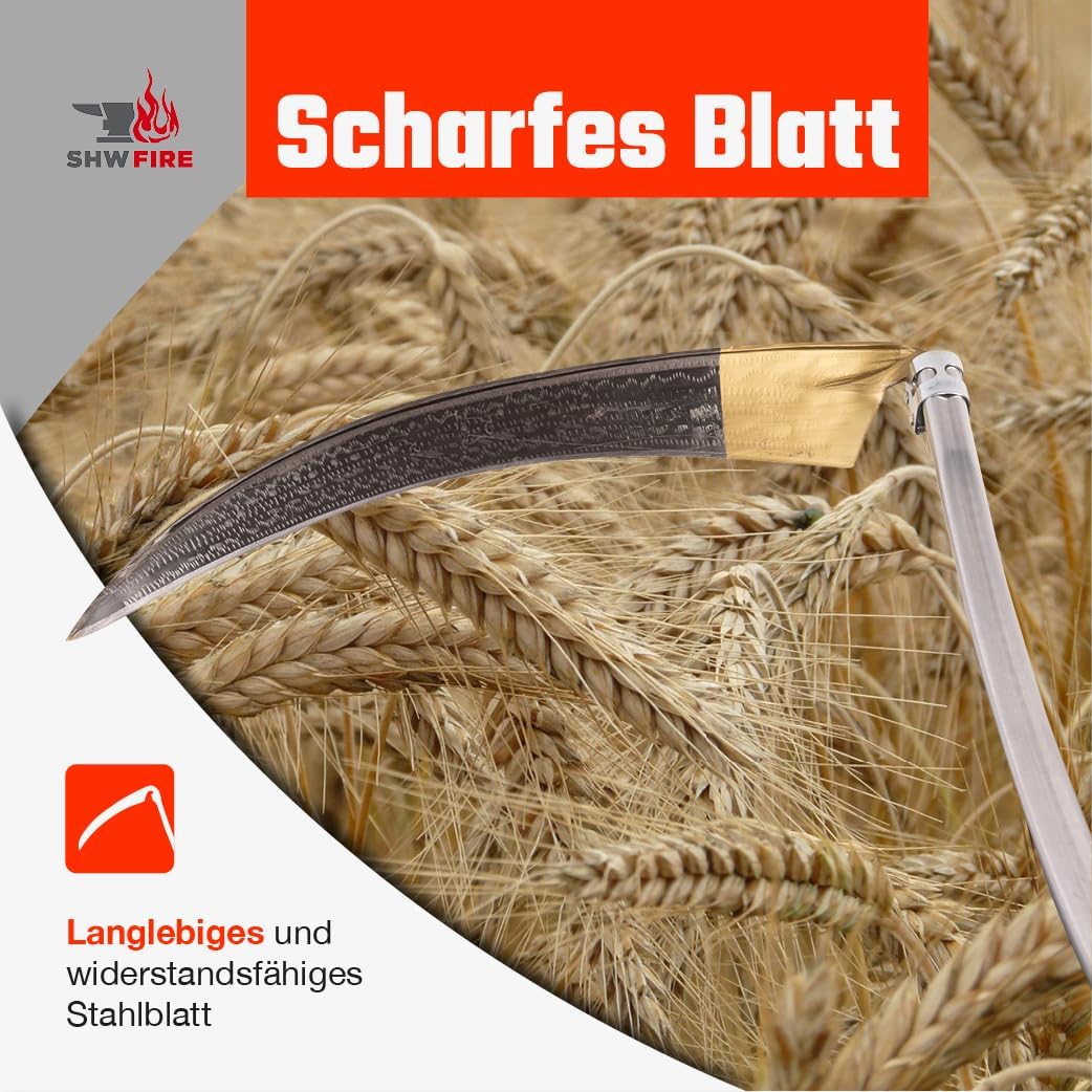 SHW-FIRE Blattsense 65cm mit 150cm Stahlrohrstiel - Ideale Sense