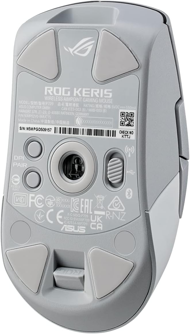 ASUS ROG Keris Wireless AimPoint White RGB Gaming Maus (optischer ROG AimPoint-Sensor, 36.000 DPI, R