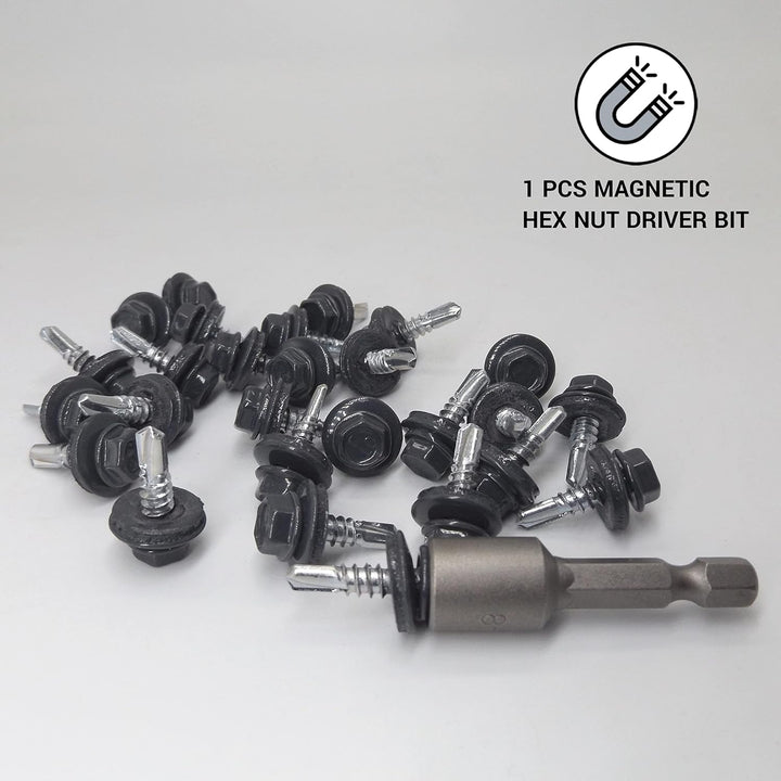 Marcopol (300 Stück) Metall-Dachschrauben 4,8 x 19 mm selbstbohrende Schrauben mit EPDM-Unterlegsche