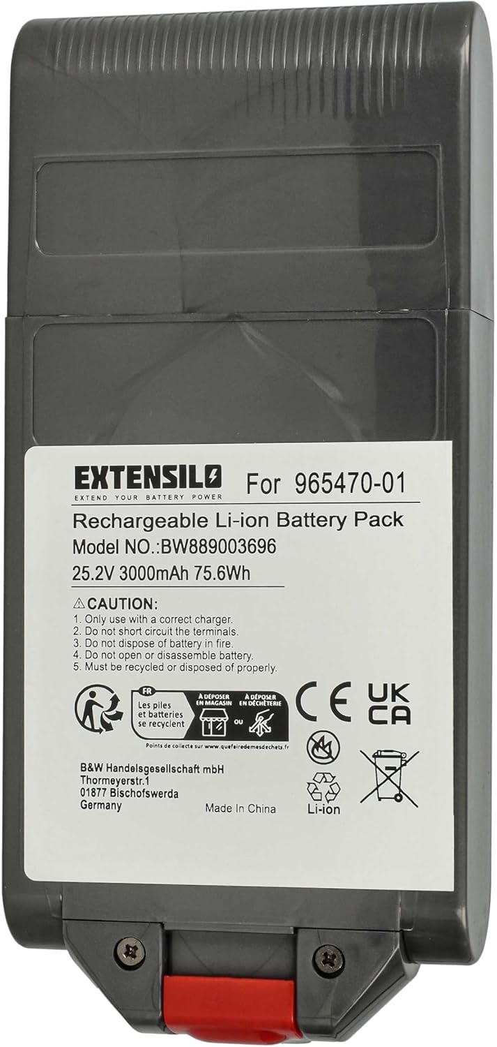 EXTENSILO 1x Akku kompatibel mit Dyson V12 Detect Slim, Slim Motorhead, Slim Complete, Slim Absolute