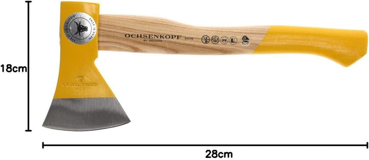 Ochsenkopf Forstbeil, Polierte Schneide, Robustes Eschenholz, 38 cm, 1,1 kg 800 g