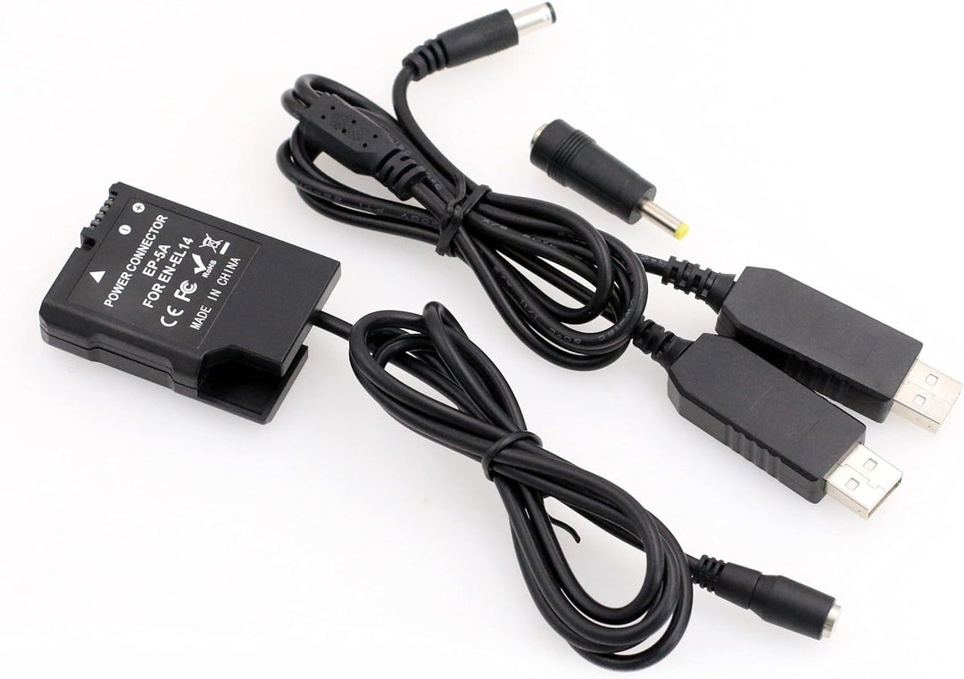Dual USB EN-EL14 Dummy Akku DC Koppler EP-5A für Nikon D5100 5200 5300 DSLR-Kamera