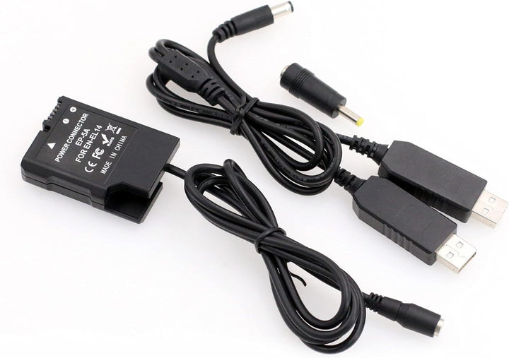 Dual USB EN-EL14 Dummy Akku DC Koppler EP-5A für Nikon D5100 5200 5300 DSLR-Kamera
