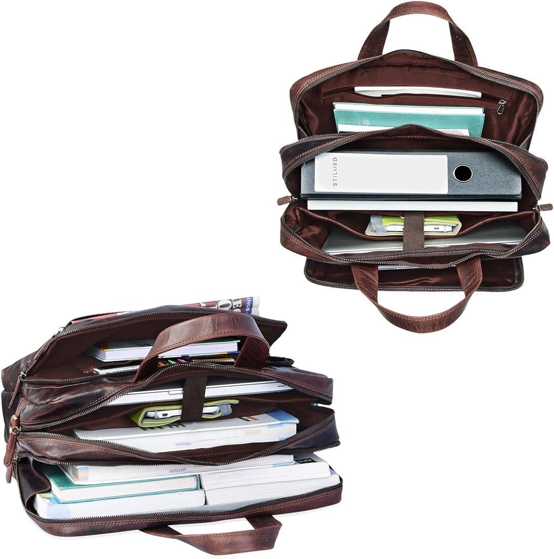 STILORD 'Lias' Echtleder Umhängetasche für Herren - Stilsicher ins nächste Meeting Kara - Braun, Kar