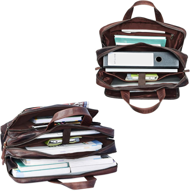 STILORD 'Lias' Echtleder Umhängetasche für Herren - Stilsicher ins nächste Meeting Kara - Braun, Kar
