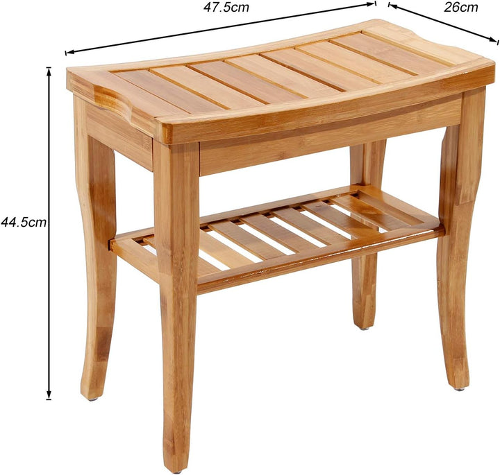 sogesfurniture Bambus Hocker Sitzhocker Duschhocker, Ablage Badhocker, Badezimmer Sitzbank, Mehrzwec