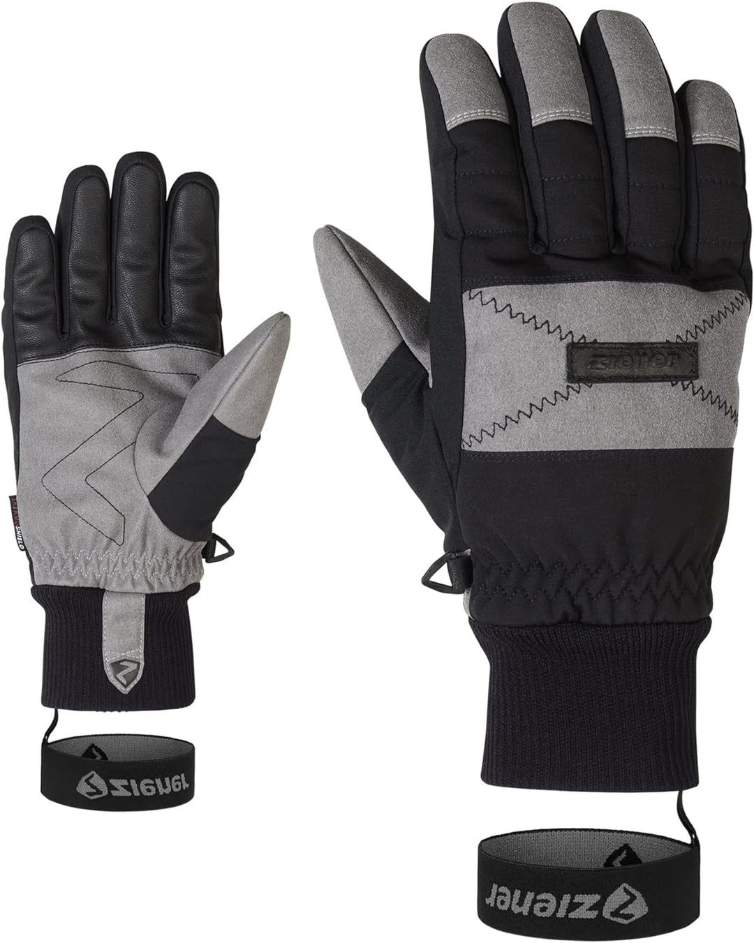 Ziener Herren Gendo Ski-Handschuhe/Wintersport | atmungsaktiv, wasserdicht, trendig 7 Schwarz, 7 Sch