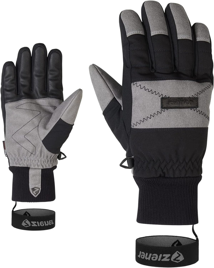 Ziener Herren Gendo Ski-Handschuhe/Wintersport | atmungsaktiv, wasserdicht, trendig 7 Schwarz, 7 Sch