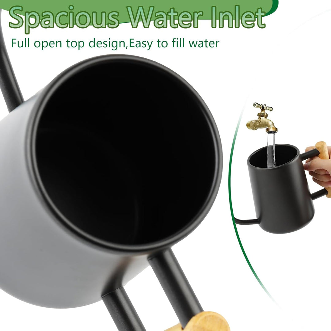 Giesskanne Klein 1L, Giesskanne Zimmerpflanzen mit langem Auslauf und komfortablem Holzgriff, Edelst