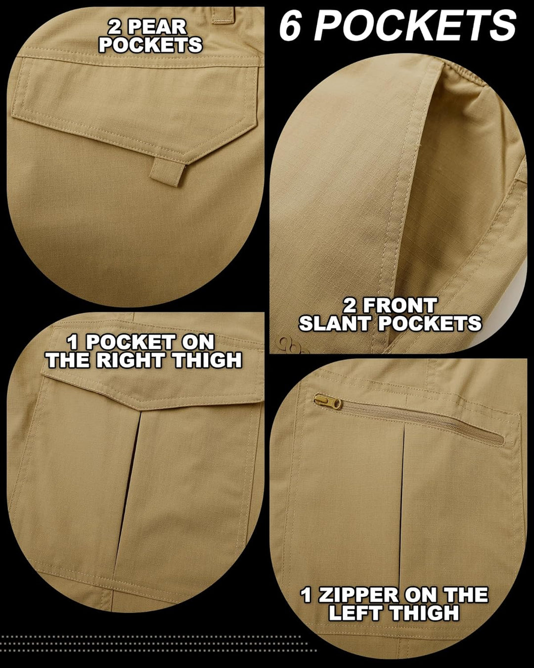 33,000ft Wanderhose Herren Zip Off Trekkinghose, Atmungsaktiv Abnehmbar Stretch Outdoorhose mit 6 Ta