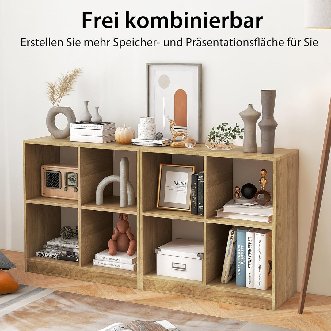 COSTWAY Bücherregal mit 4 Fächern, Würfelregal, Standregal, Aufbewahrungsregal, Regal für Schlafzimm