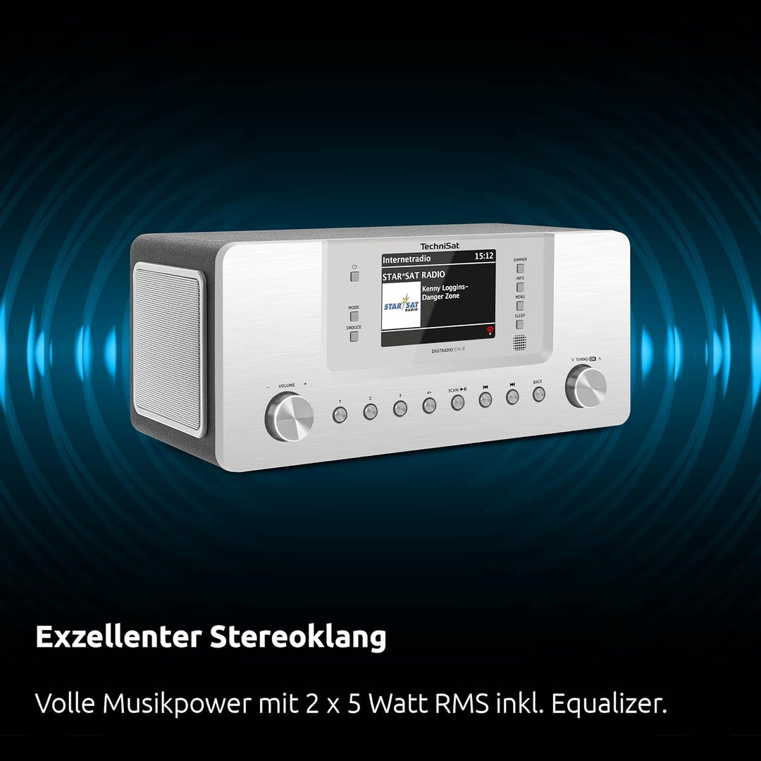 TechniSat DIGITRADIO 574 IR – Stereo-Internetradio (DAB+, FM, WLAN, Bluetooth-Audiostreaming, 4 Zoll