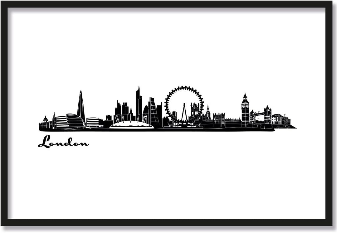 JUNIWORDS Poster mit/ohne Holzrahmen, Wähle ein Motiv, Skyline London, Wähle eine Grösse, 21 x 30 cm
