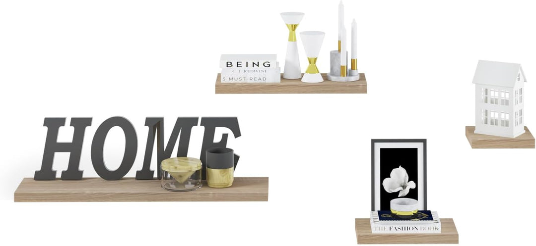 EUGAD Wandregal Wandboard 4er Set Hängeregal Holz Board Modern Sonoma Eiche 40x22,9x3,8cm 0114QJ-4 E