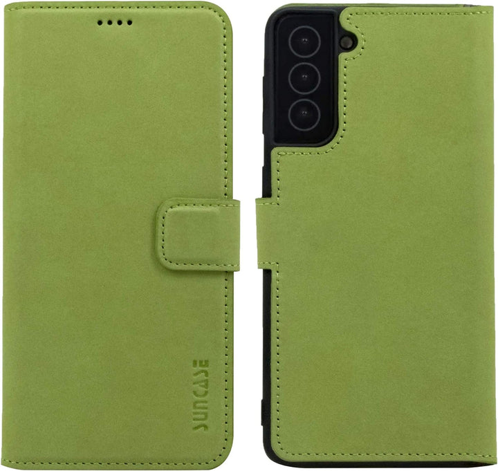 Suncase Book-Style Hülle kompatibel mit Samsung Galaxy S22 Plus 5G Leder Tasche (Slim-Fit) Lederhüll
