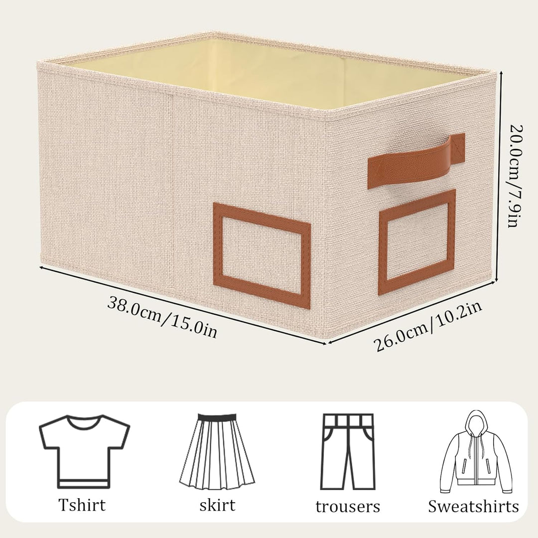OUTBROS 3 Stück Aufbewahrungsboxen Stoff, Faltbare Aufbewahrungskiste Organizer mit Griff, Gross Auf