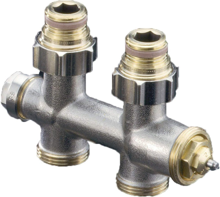 Oventrop 1184083 Multiblock T/Mittenanschluss-Armatur Durchgagsform IG 1/2 Zoll 50 mm Zweirohrarmatu