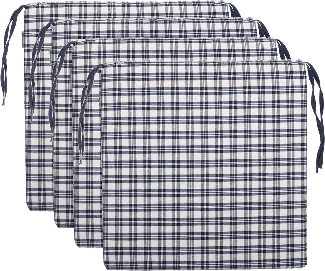brandsseller 4er Vorteilspaket Sitzkissen Kariert Stuhlkissen Sitzauflage Stuhlauflage mit 4 Kordelb