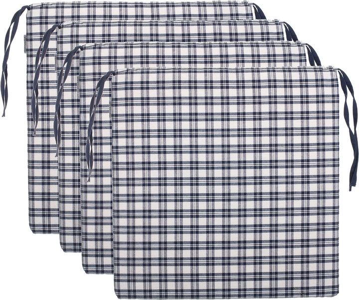 brandsseller 4er Vorteilspaket Sitzkissen Kariert Stuhlkissen Sitzauflage Stuhlauflage mit 4 Kordelb