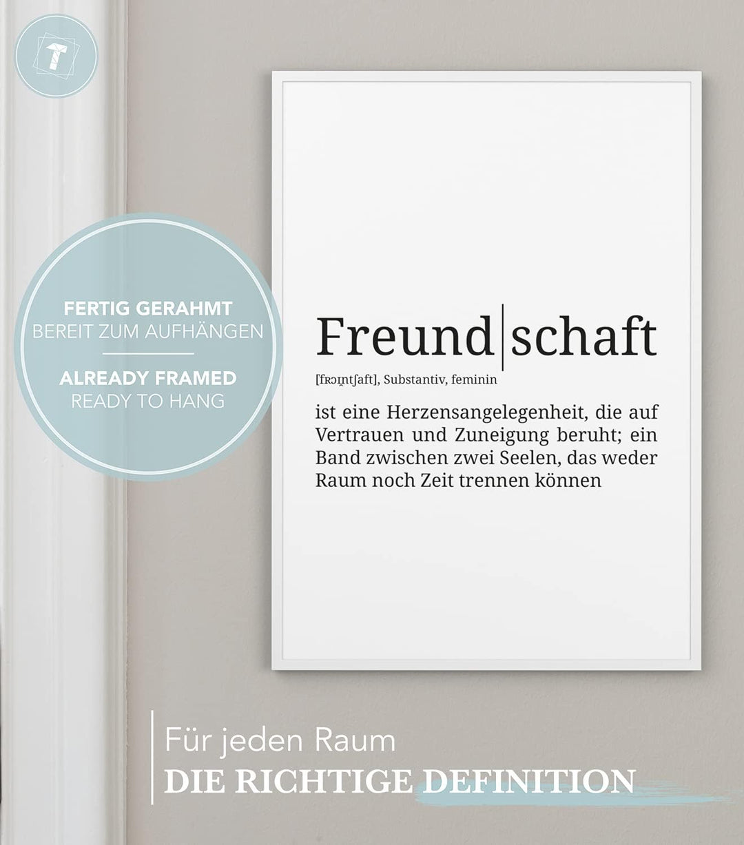 Papierschmiede® Definition: Freundschaft, DIN A3 fertig gerahmt (Rahmen: Material und Farbe wählbar)