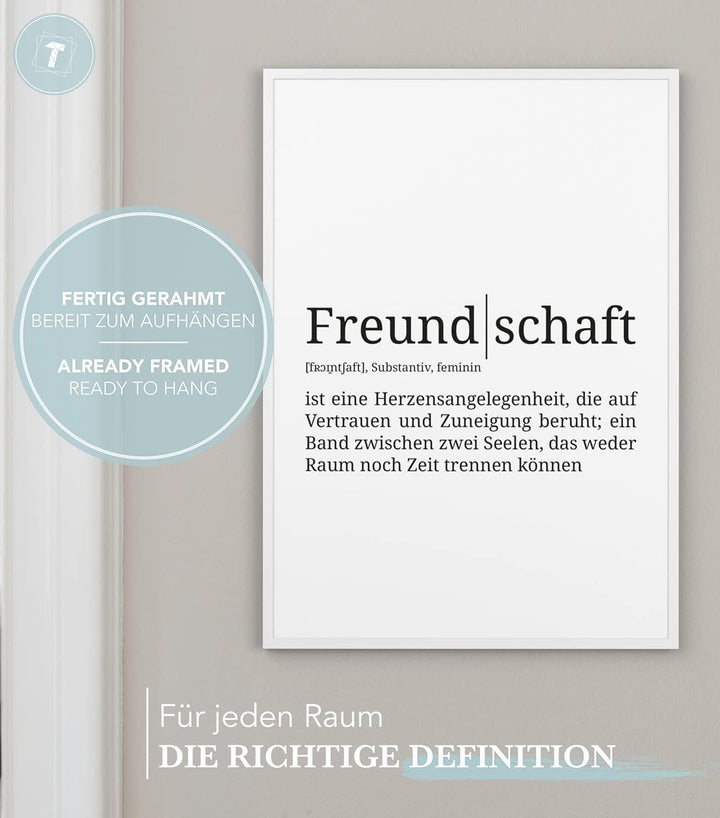 Papierschmiede® Definition: Freundschaft, DIN A3 fertig gerahmt (Rahmen: Material und Farbe wählbar)