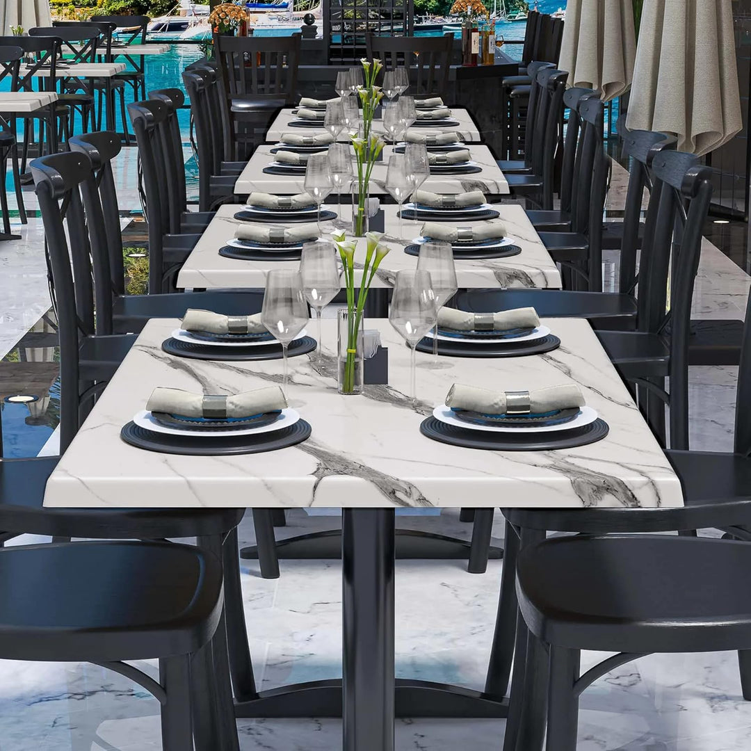 WERZA | Werzalit Tischplatte | Weiss Marmor | B:T 120 x 70 cm | Topalit Gartentischplatte | Perfekt