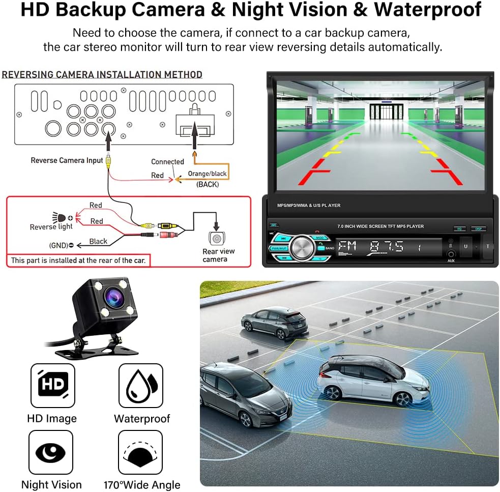 1 Din Autoradio Carplay und Android Auto, Hikity 7 Zoll Bildschirm Bluetooth Freisprecheinrichtung A