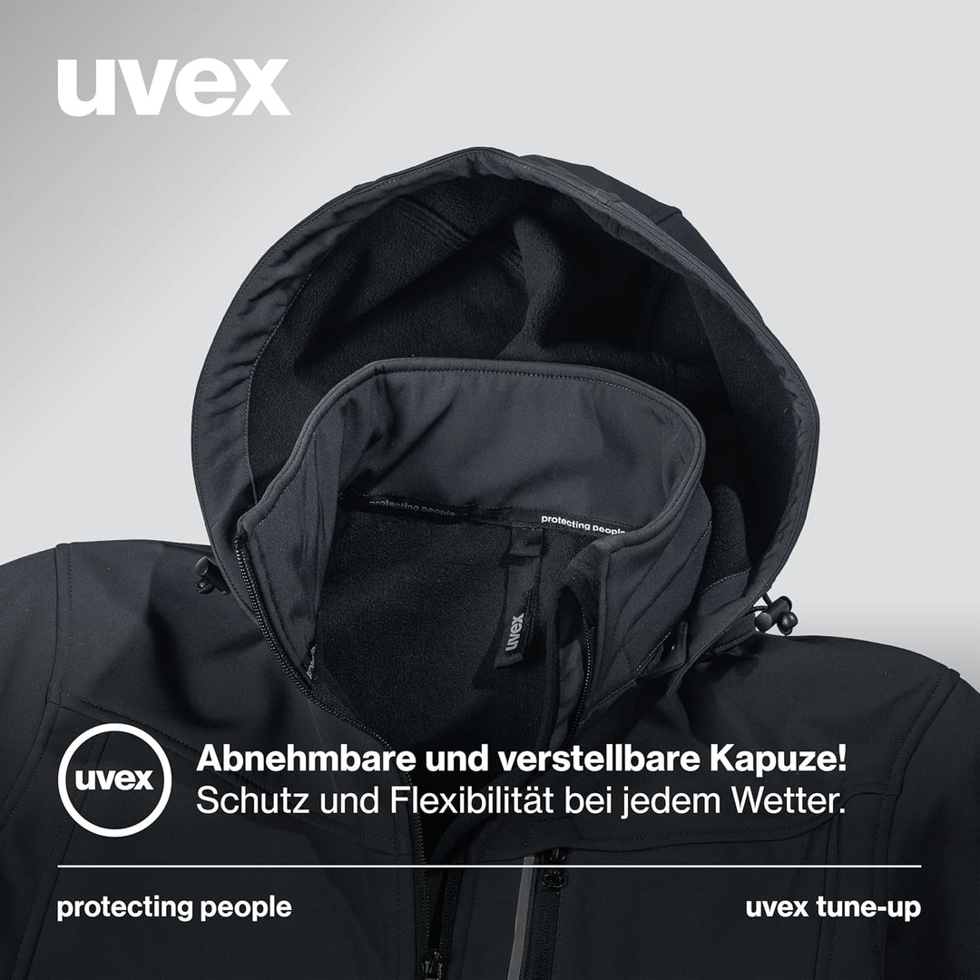 uvex tune-up Softshell-Arbeitsjacke - für Herren - Outdoorjacke XL Schwarz, XL Schwarz