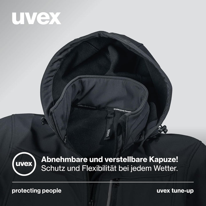 uvex tune-up Softshell-Arbeitsjacke - für Herren - Outdoorjacke XL Schwarz, XL Schwarz