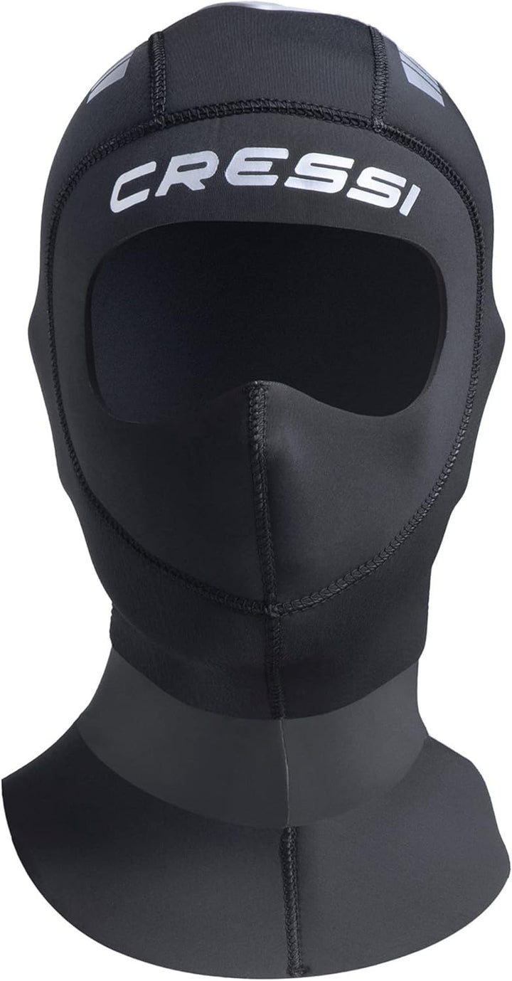 Cressi Orust Hood 5mm - Unisex-Tauchhaube für Erwachsene, Schwarz/Silber XL/5, XL/5