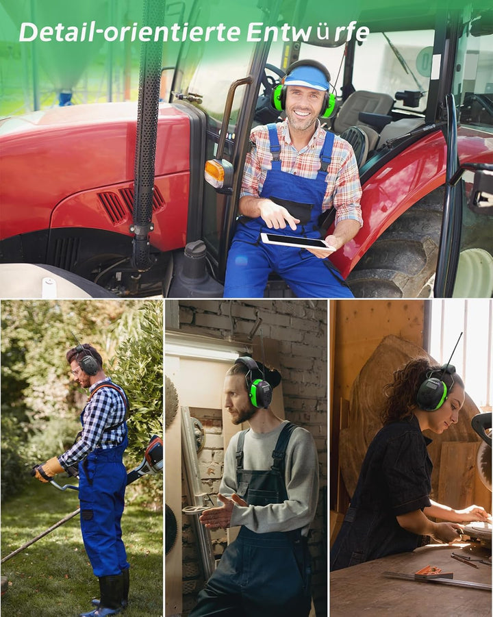 PROHEAR Gehörschutz mit Radio und Bluetooth, FM/AM Wiederaufbare Ohrenshützer, Eingebautem Mikrofon