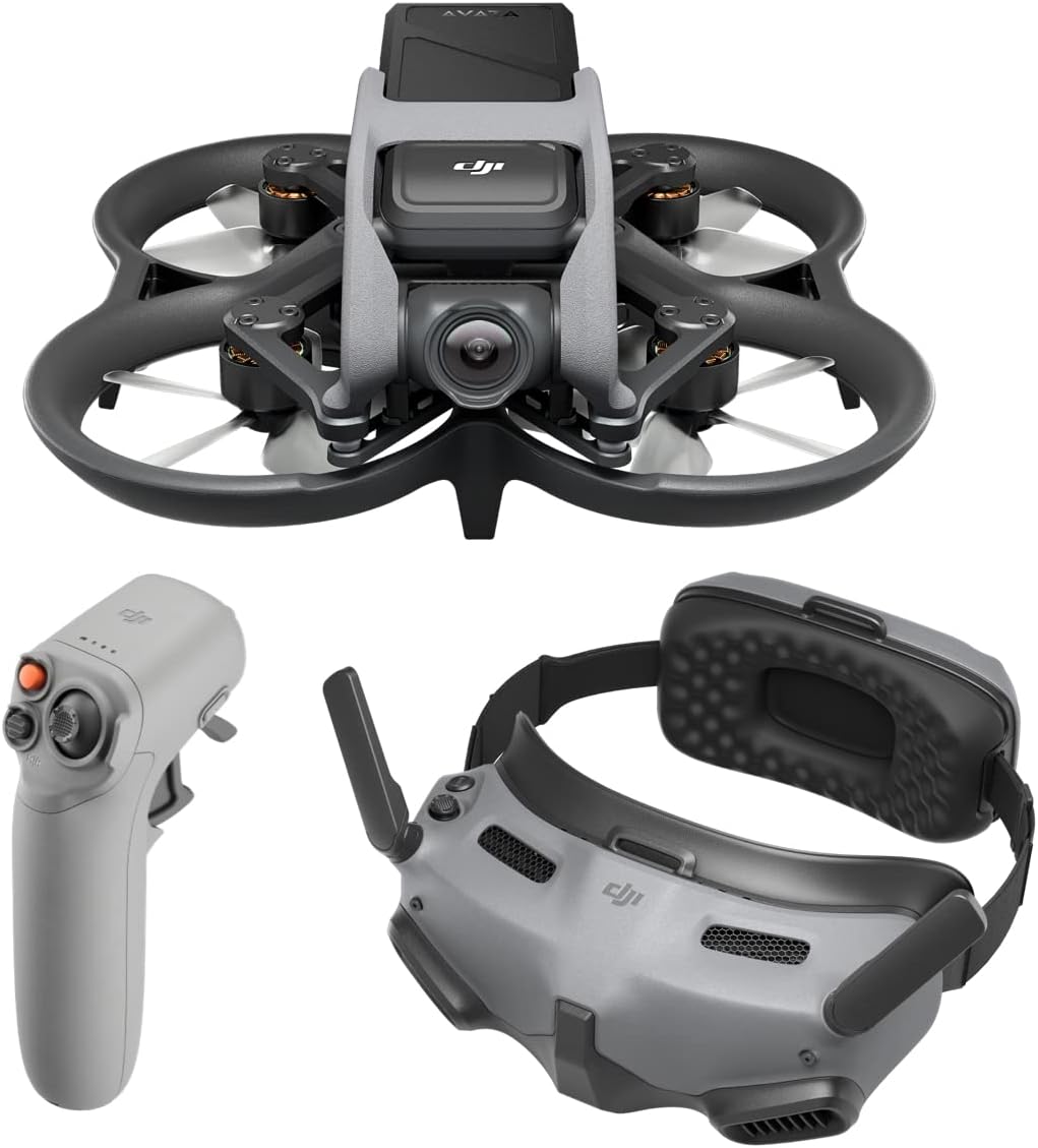 DJI Avata Explorer Combo – Drohne mit Kamera, UAV Quadrokopter mit stabilisiertem 4K-Video, Sichtfel