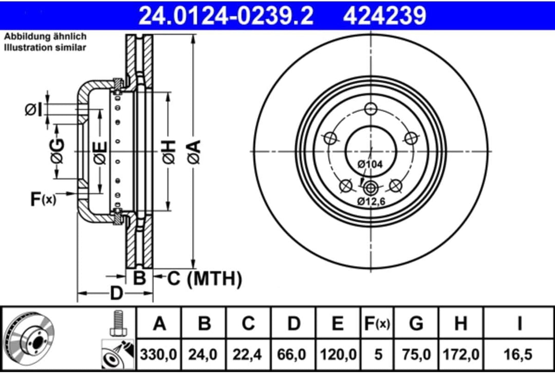 ATE 24.0124-0239.2 Bremsscheibe