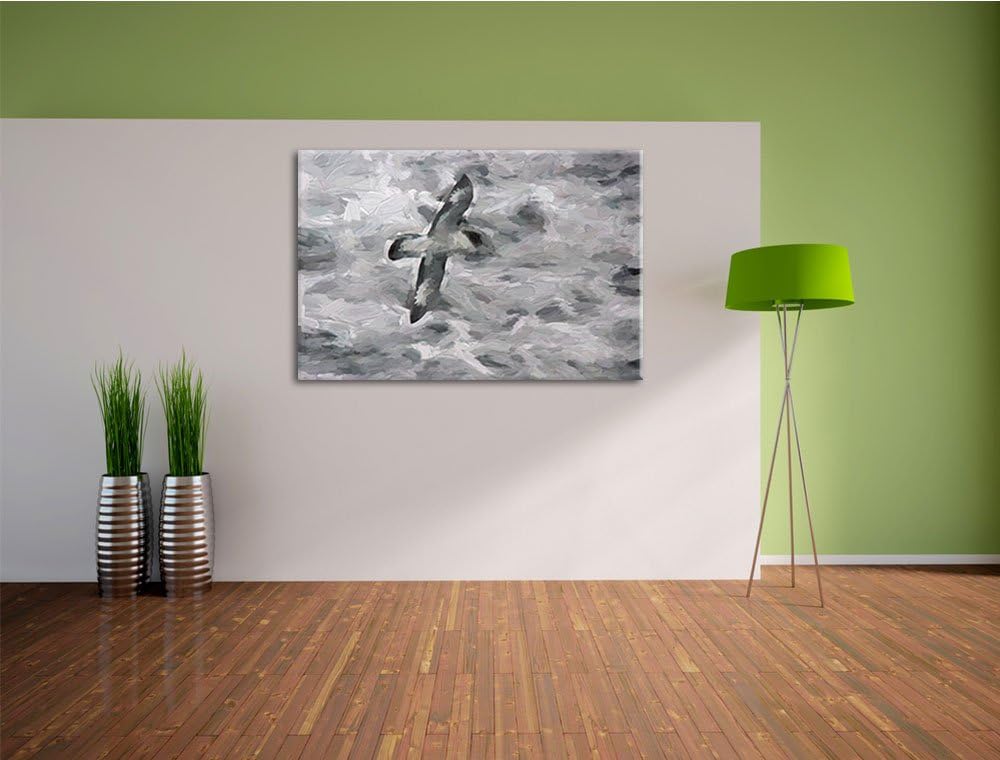 prächtige Möwe fliegt über Wasser Deluxe Format: 100x70 cm auf Leinwand, XXL riesige Bilder fertig g