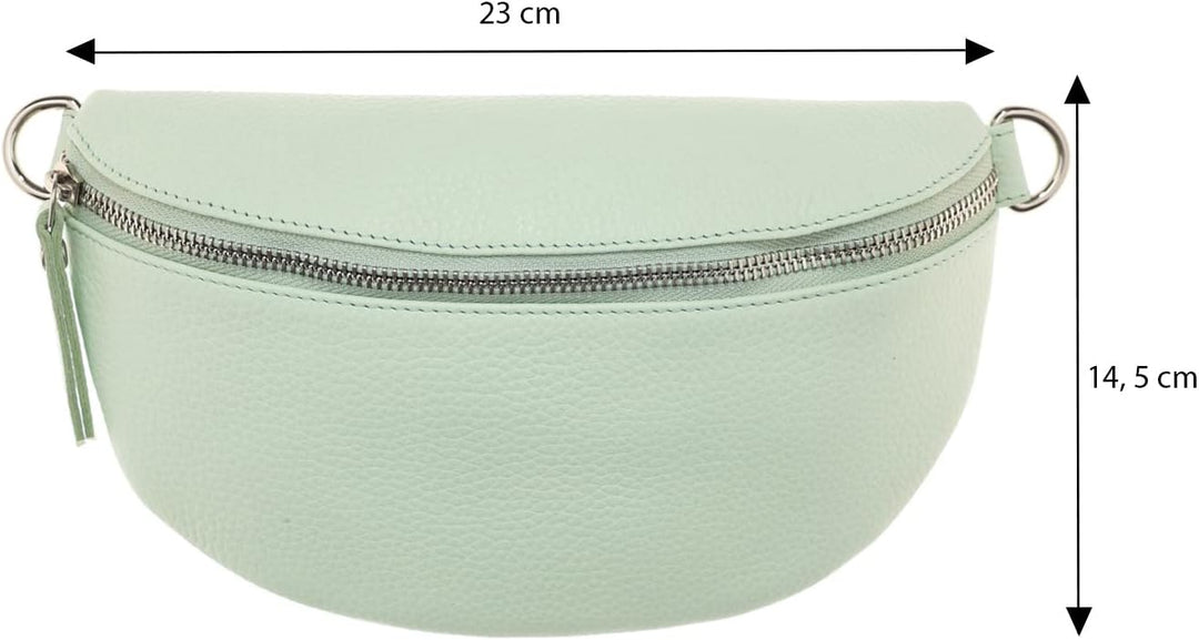 Zwillingsherz Bauchtasche mit Reissverschluss 100% Echtleder – Hochwertige Damen Bauchtasche Crossba