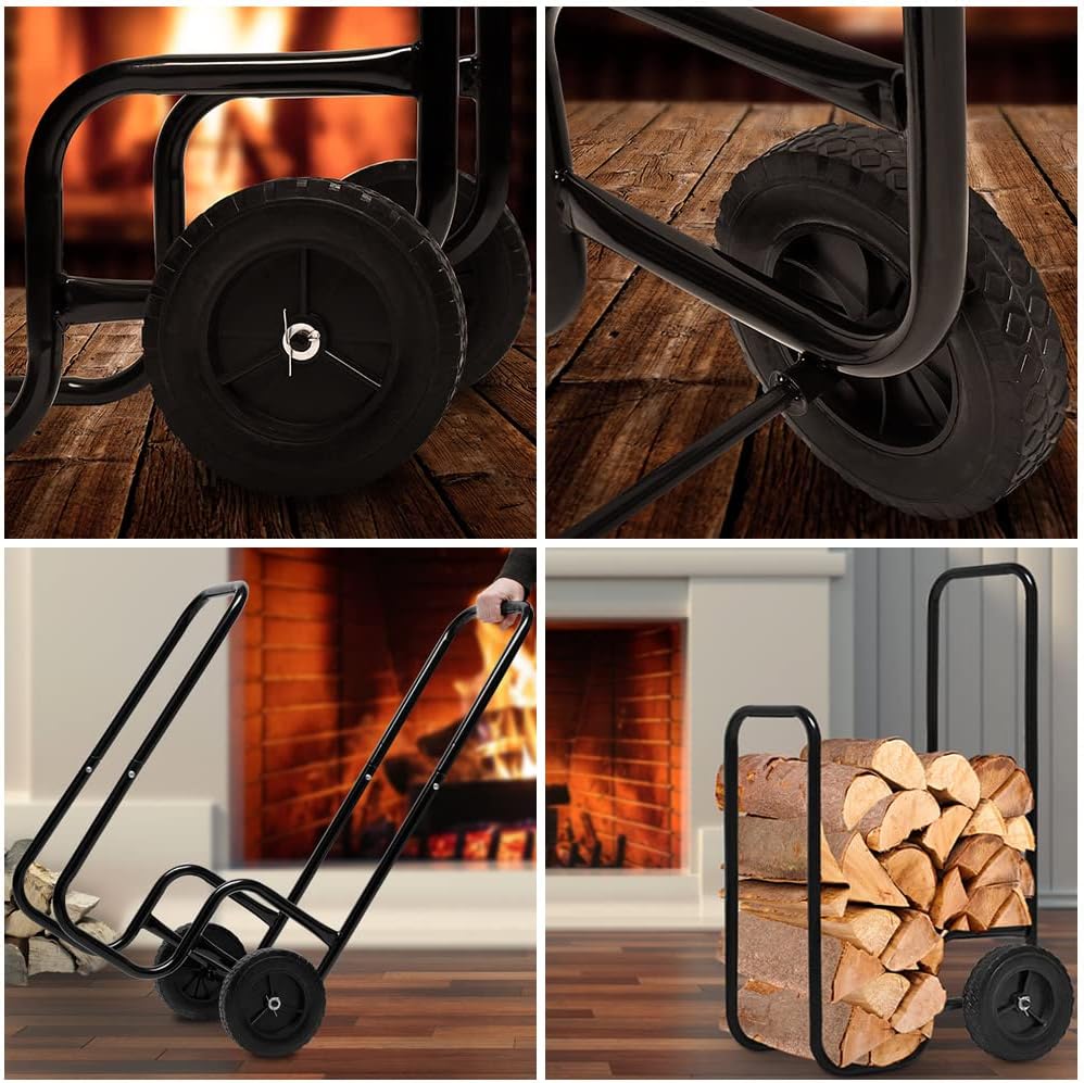 Gardebruk Kaminholzwagen Gross 105x56x45cm 80 kg Stahl Brennholzkarre Holzwagen Holzkorb Sackkarre T
